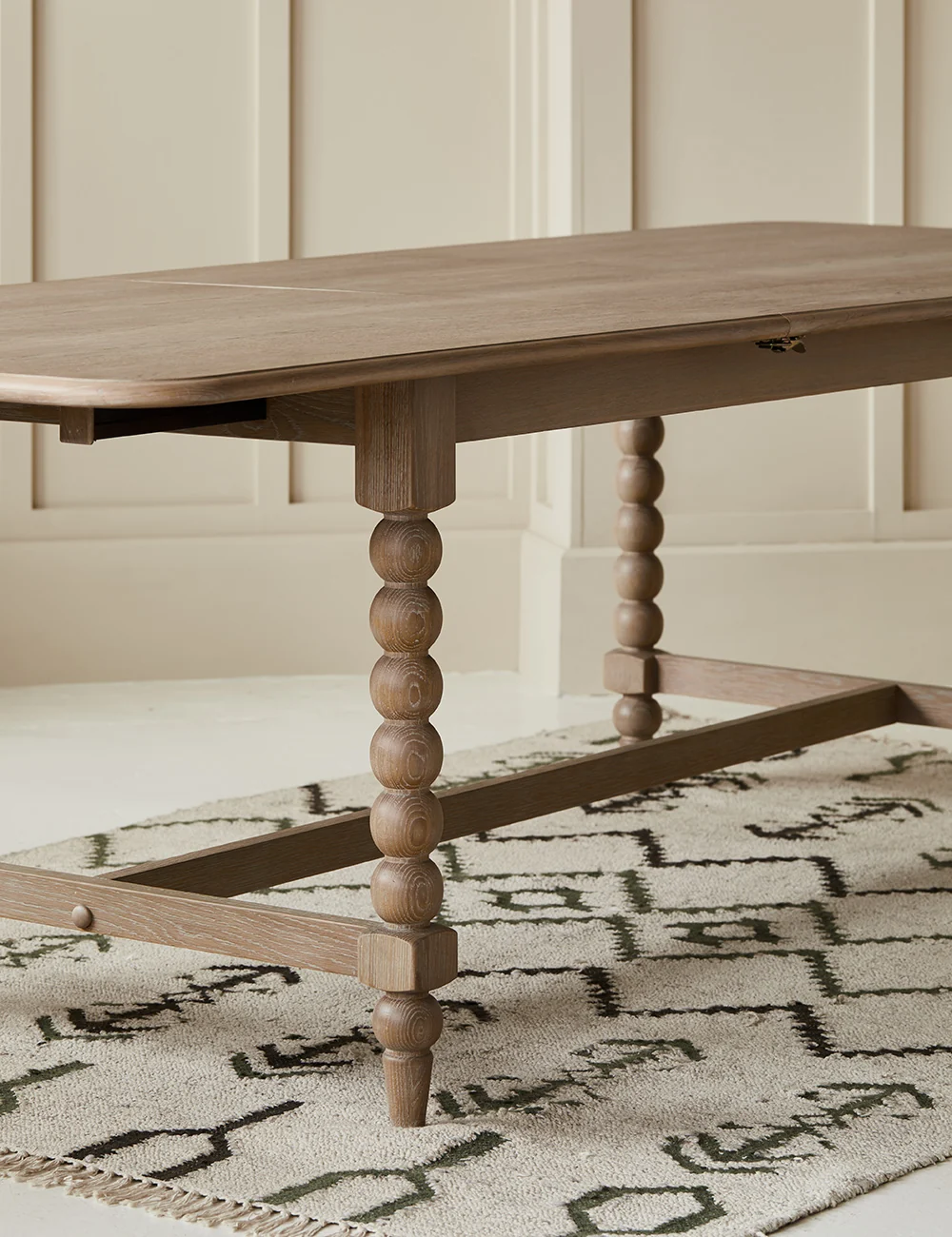Heritage Grain dining set in solid teak wood with upholstered chairs