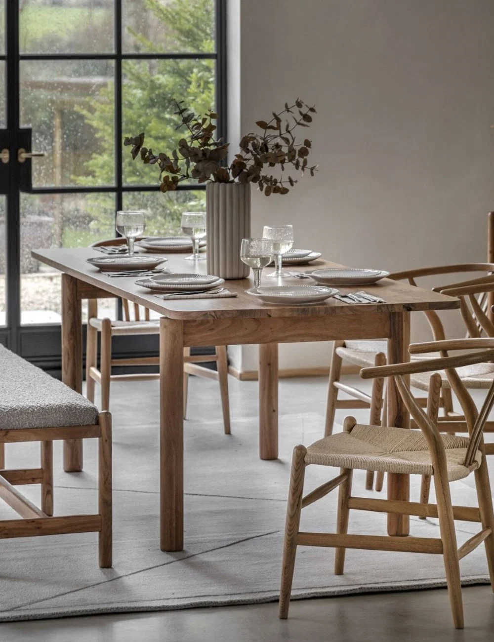 Natural Weave dining set in solid teak wood with natural finish