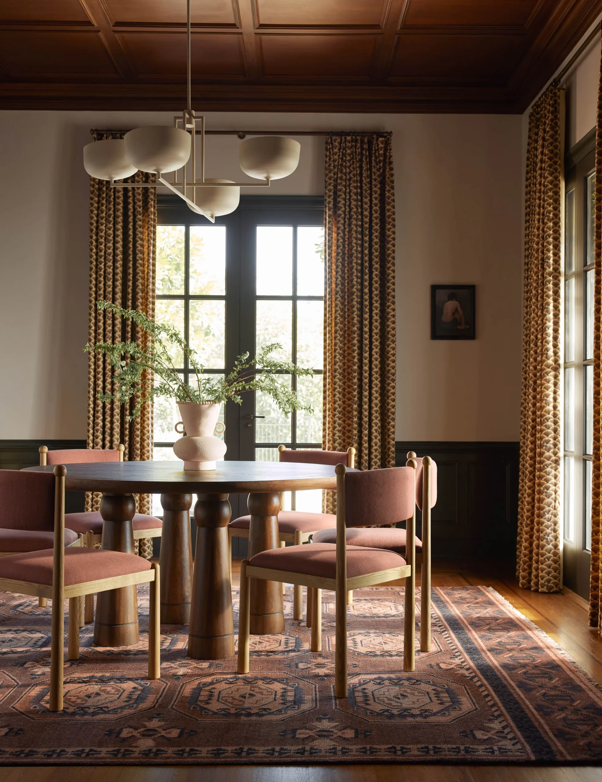 Oren dining set in teak wood with natural brown finish