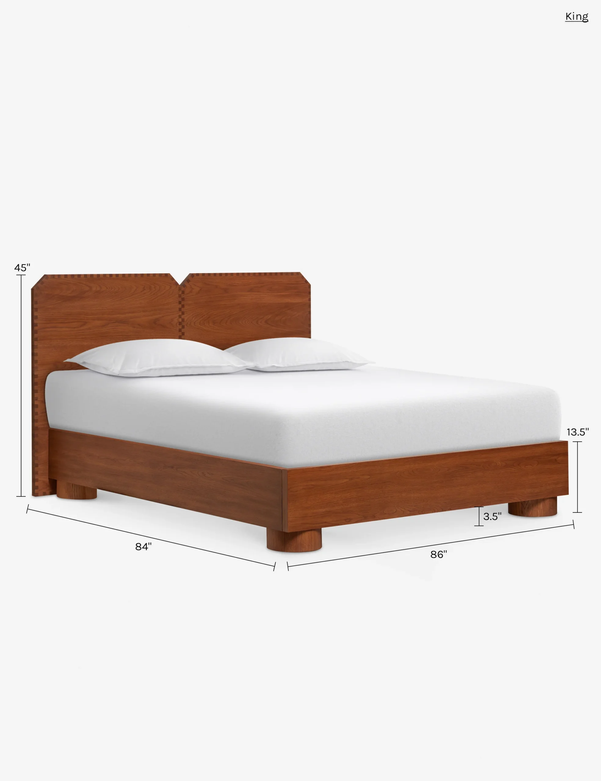 Wooden Orin bed in teak wood with natural brown finish