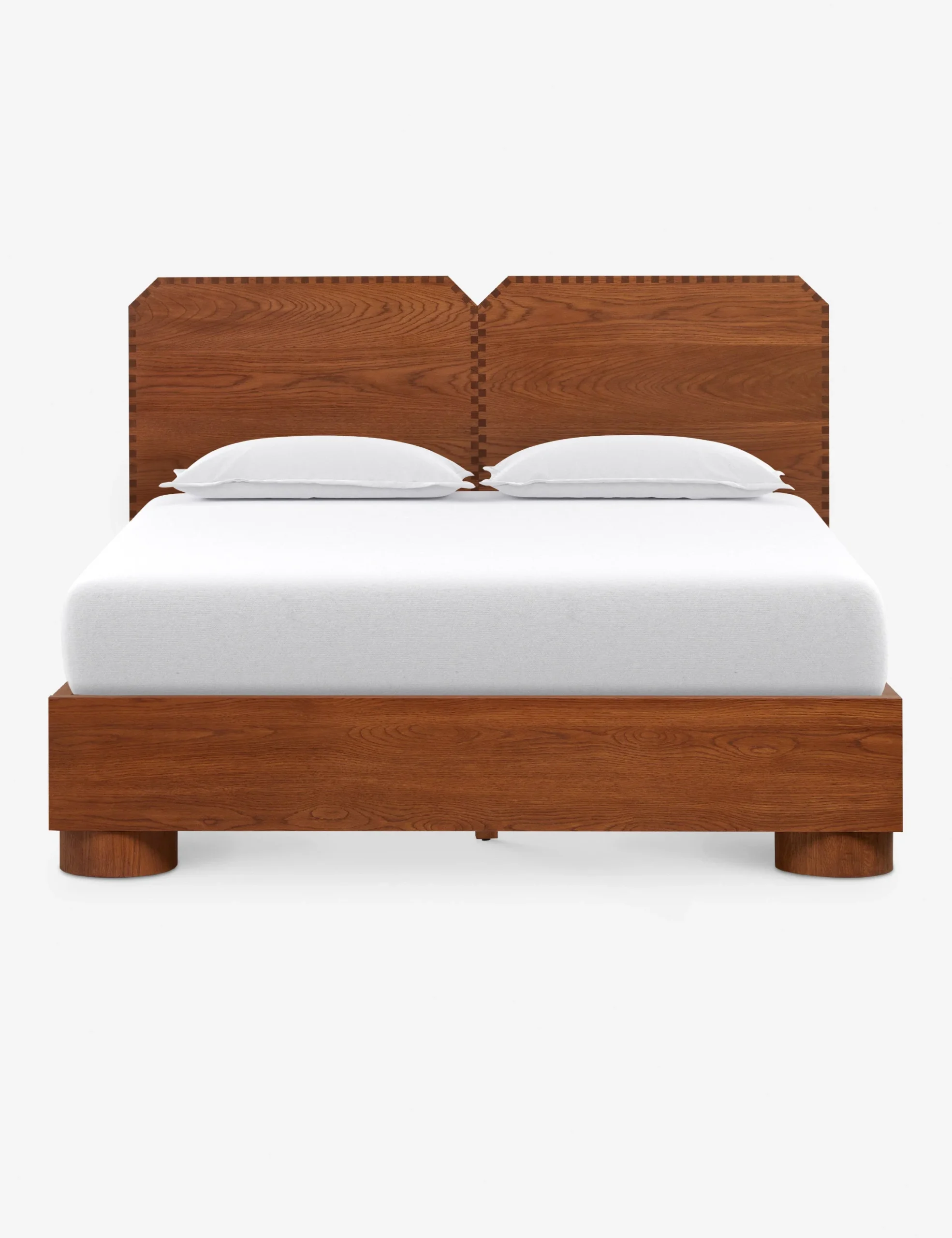 Wooden Orin bed in teak wood with natural brown finish