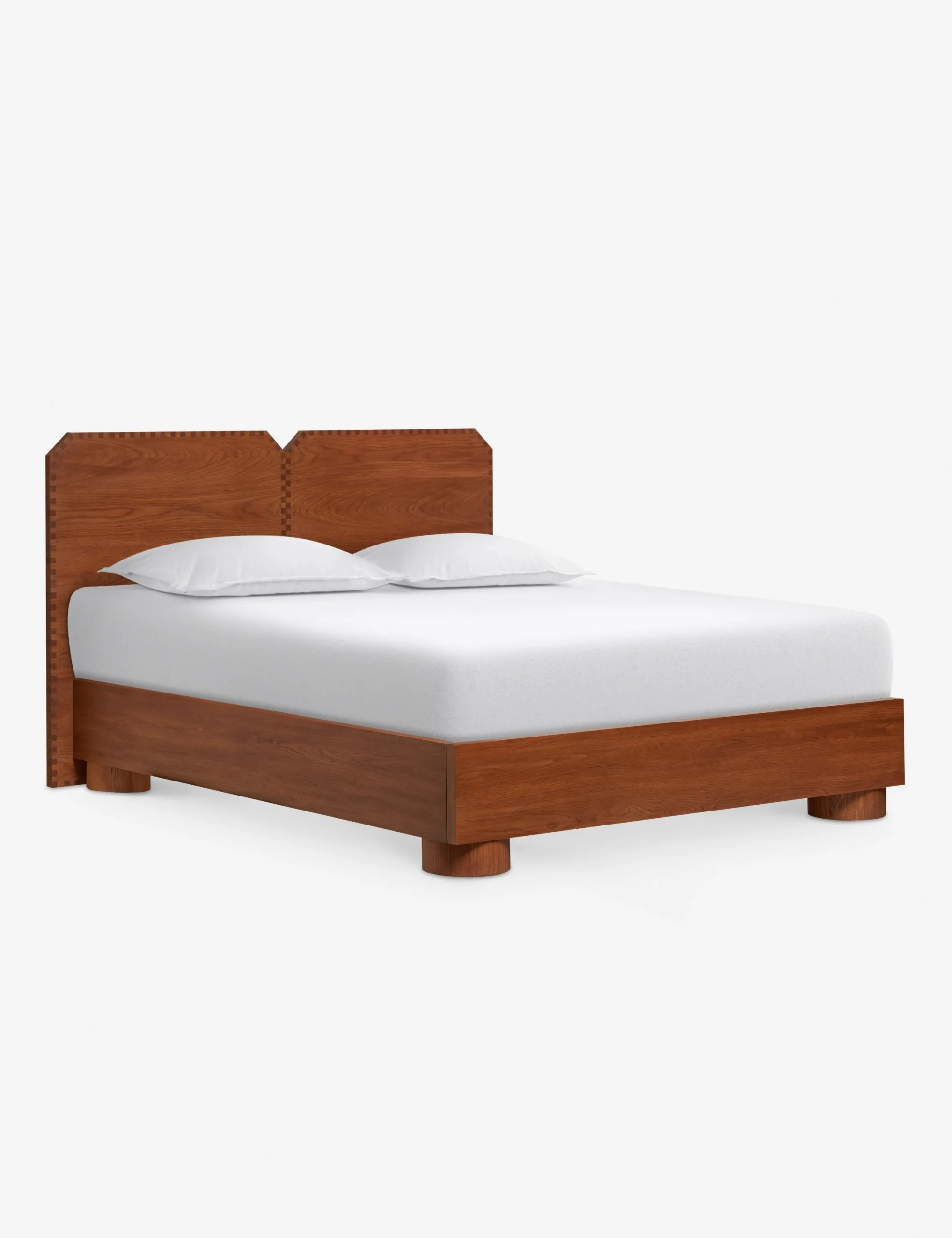 Wooden Orin bed in teak wood with natural brown finish