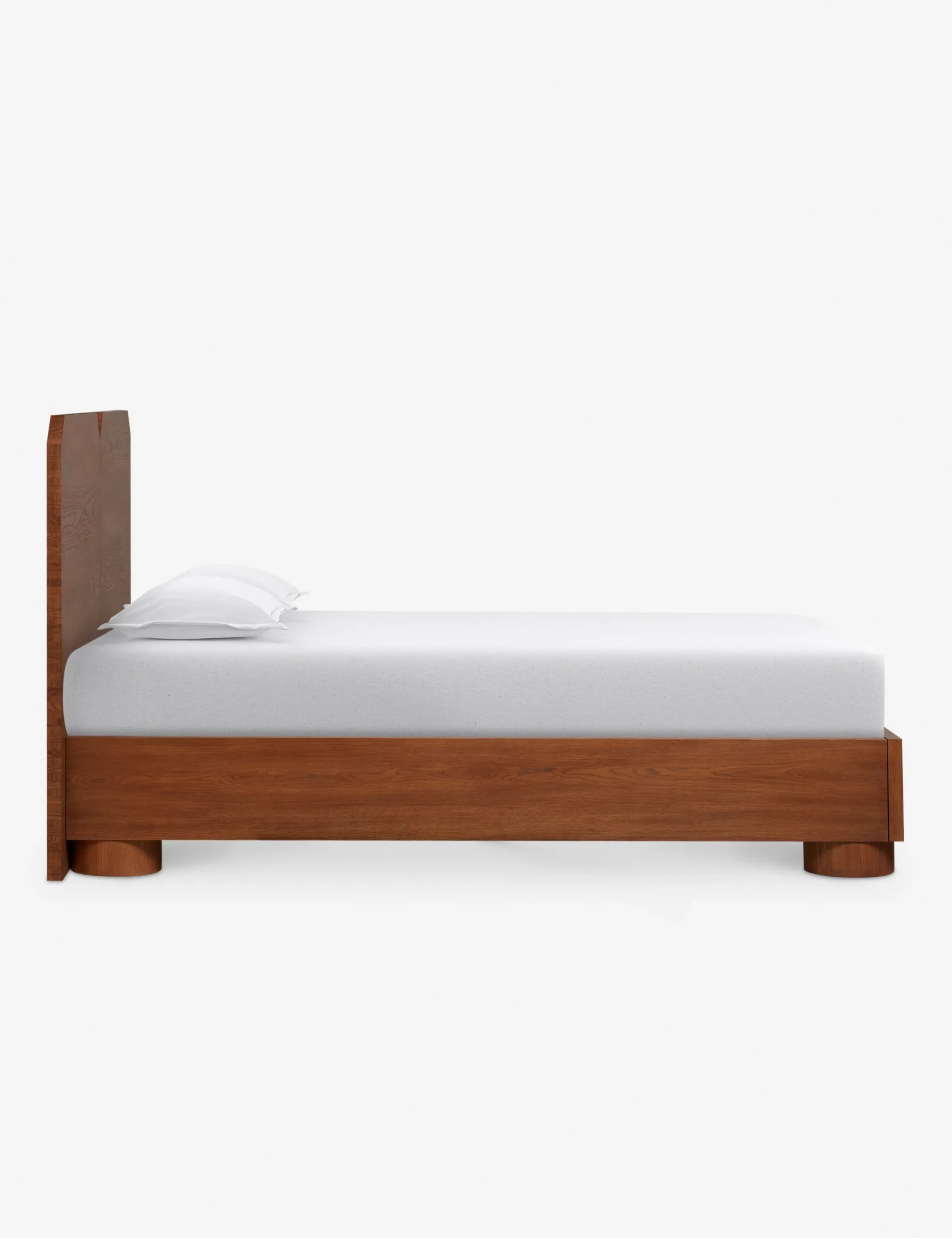 Wooden Orin bed in teak wood with natural brown finish