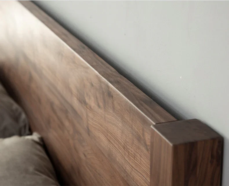 Aero wooden bed in teak wood with natural brown finish Aero wooden bed in teak wood with natural brown finish