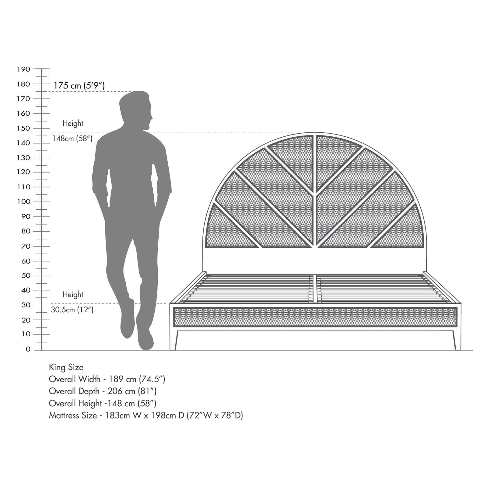 Wooden Dawn bed in teak wood with natural brown finish