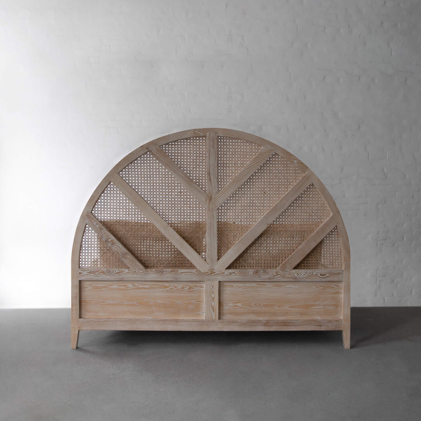 Wooden Dawn bed in teak wood with natural brown finish