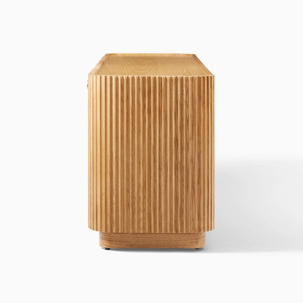 Avenor teak wood console in natural brown finish