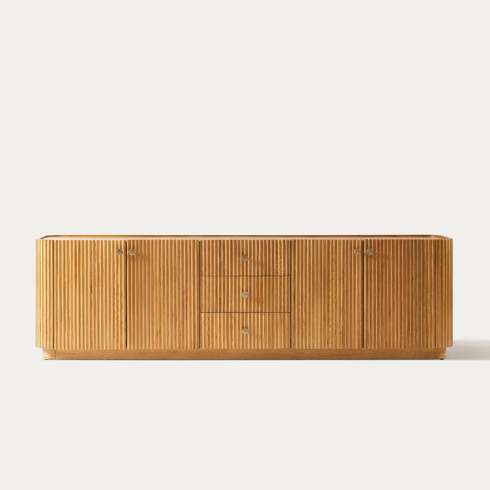 Avenor teak wood console in natural brown finish