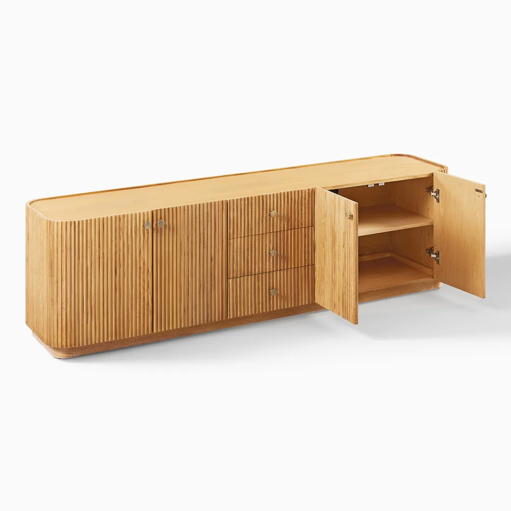 Avenor teak wood console in natural brown finish