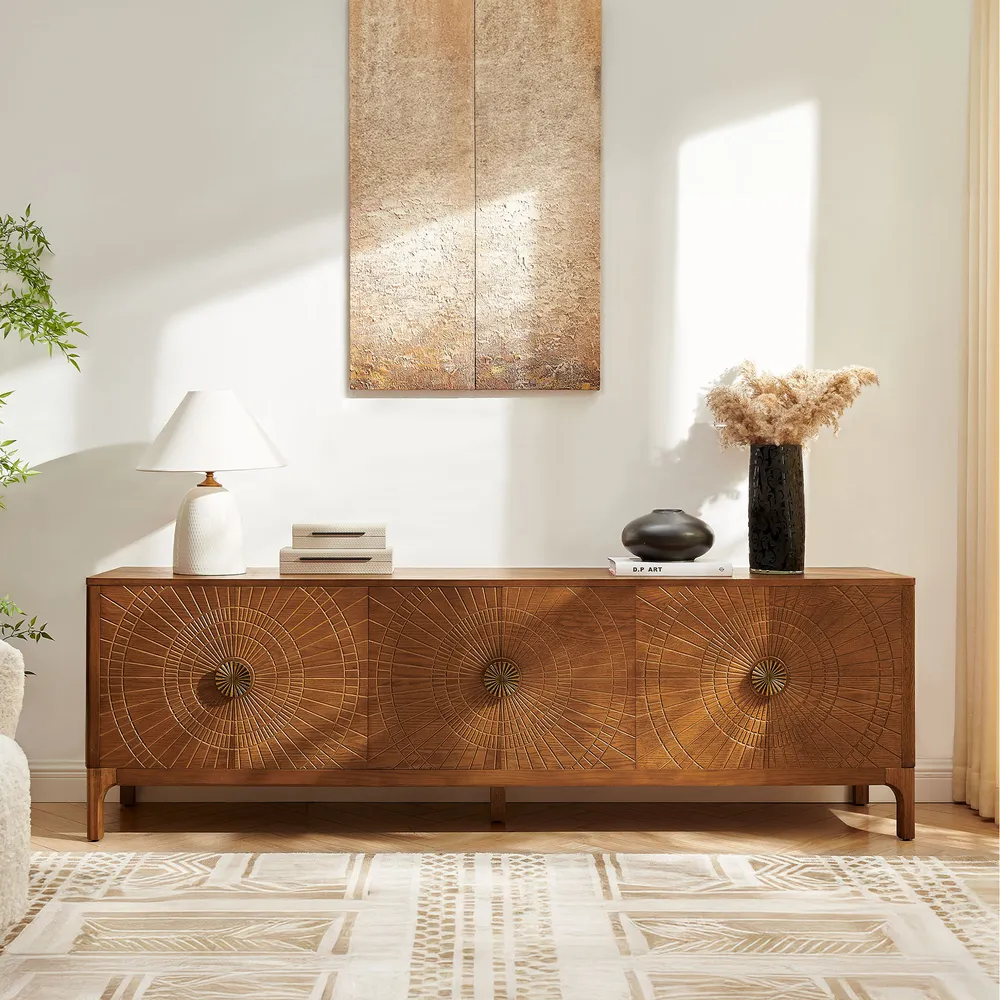 Eden Console Unit in teak wood with natural brown finish