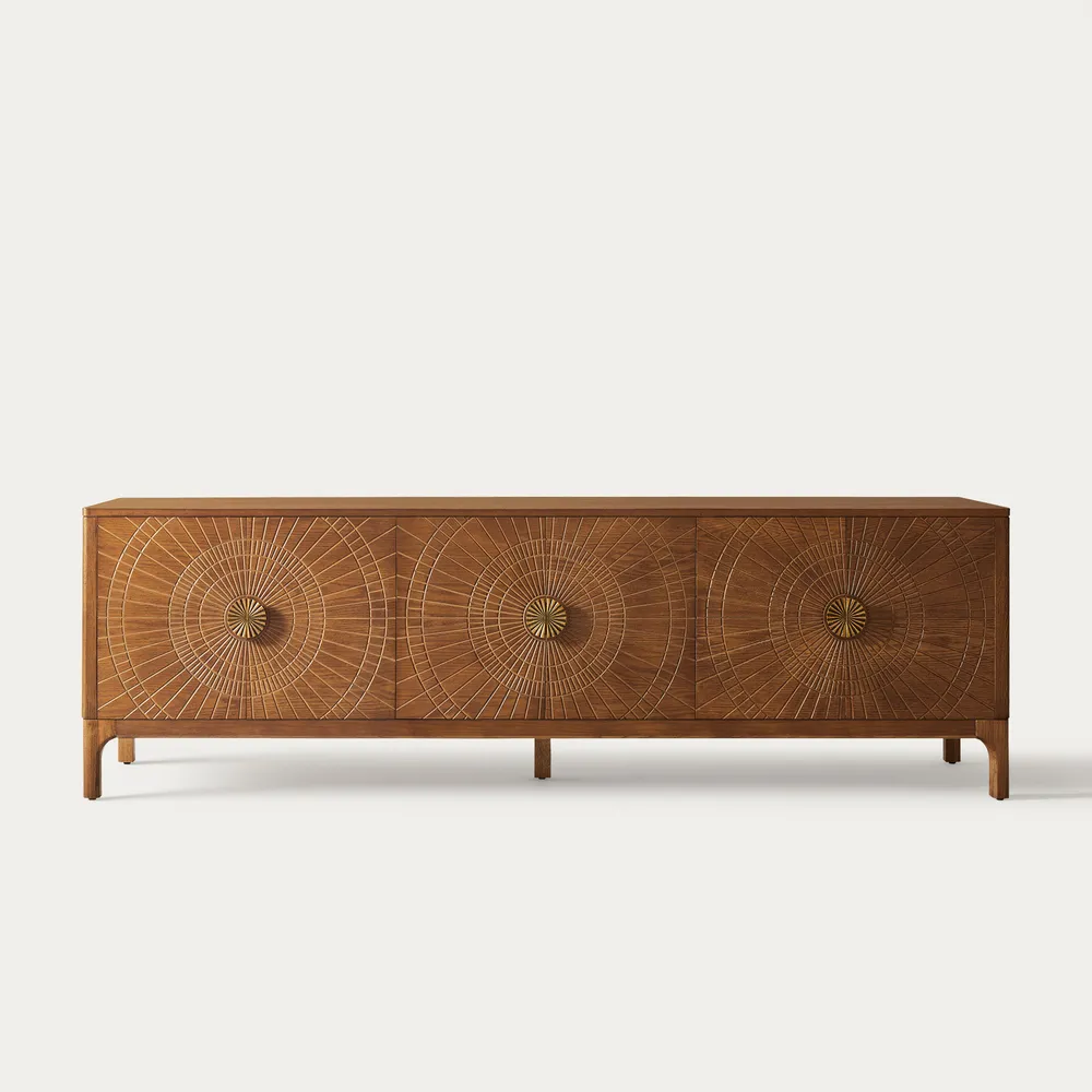 Eden Console Unit in teak wood with natural brown finish