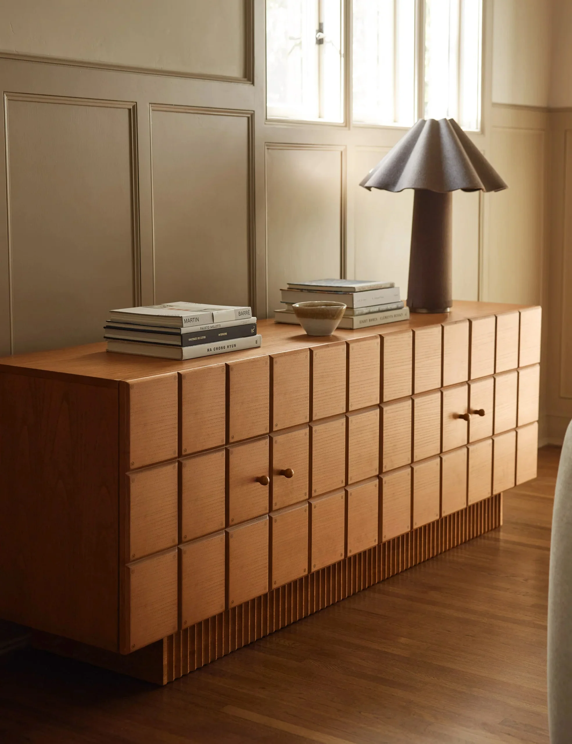 Viora Console in natural teak wood finish