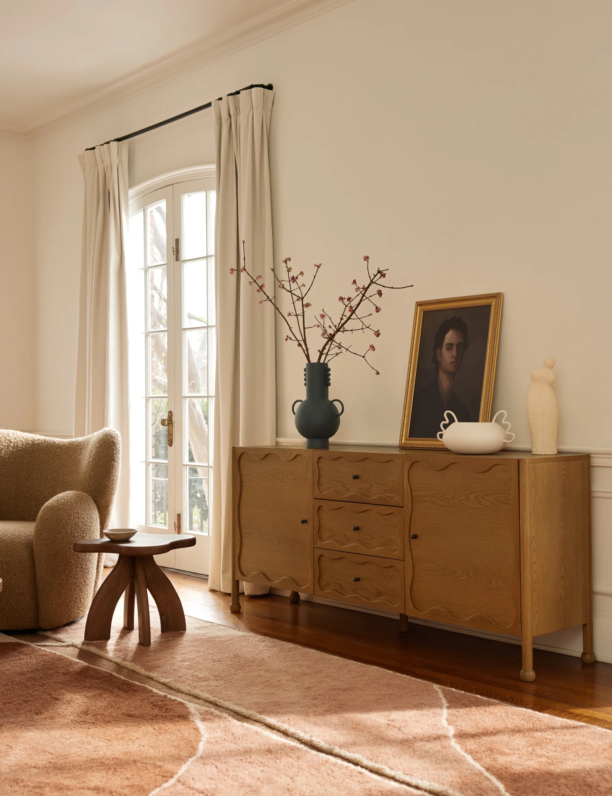 Oryn TV Unit in natural teak wood finish Oryn TV Unit in natural teak wood finish