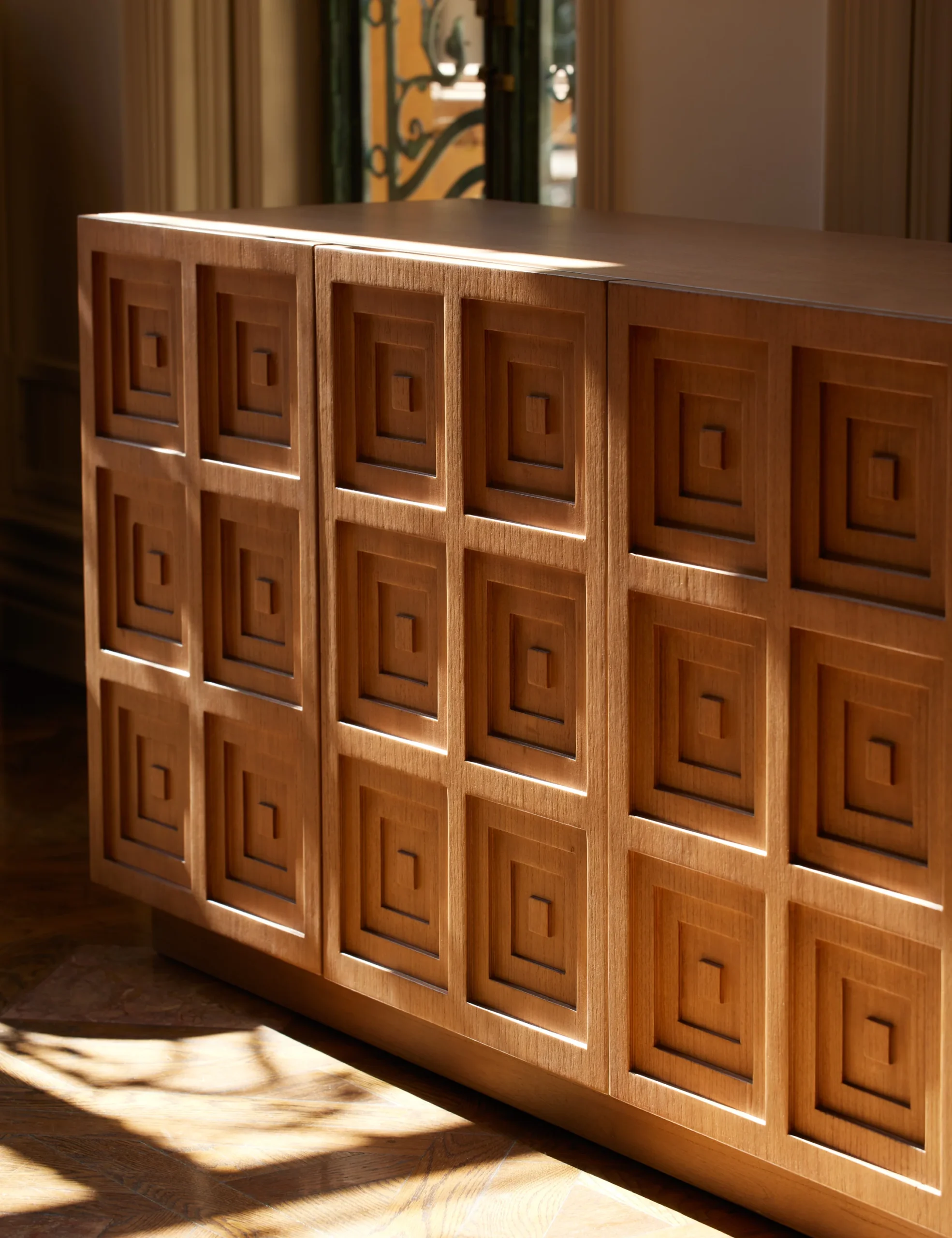 Liora TV Unit in natural teak wood finish Liora TV Unit in natural teak wood finish