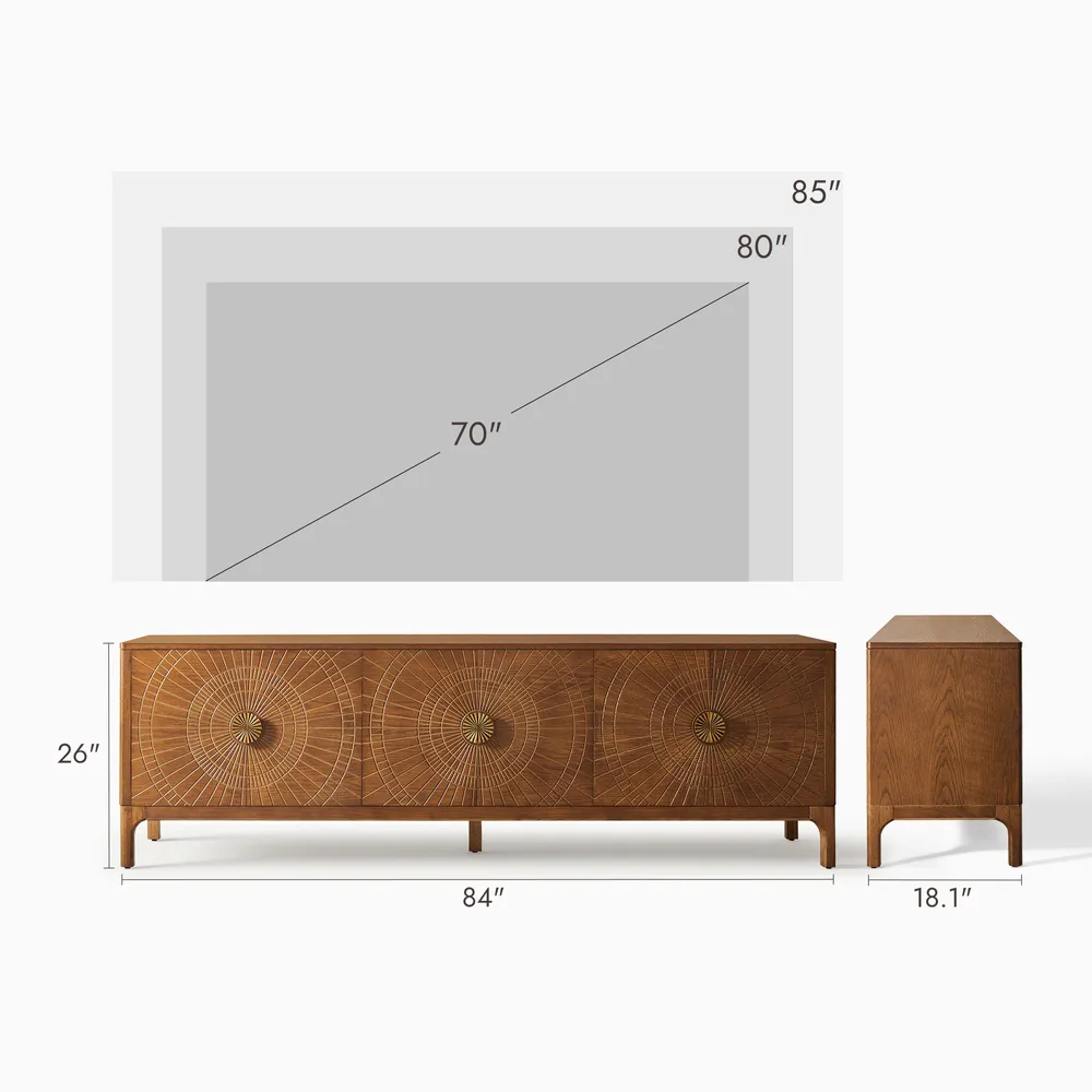 Eden Console Unit in teak wood with natural brown finish