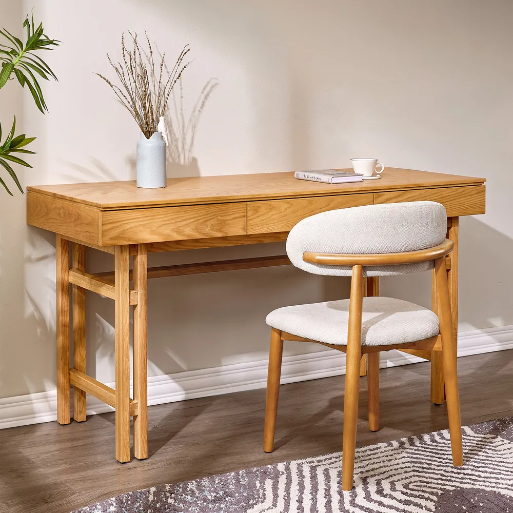 Oakley Study Table in natural teak wood finish