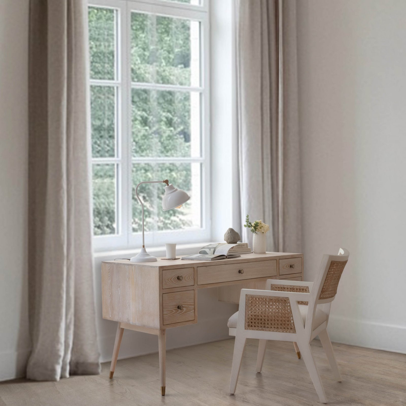 Grove Study Table in natural teak wood finish