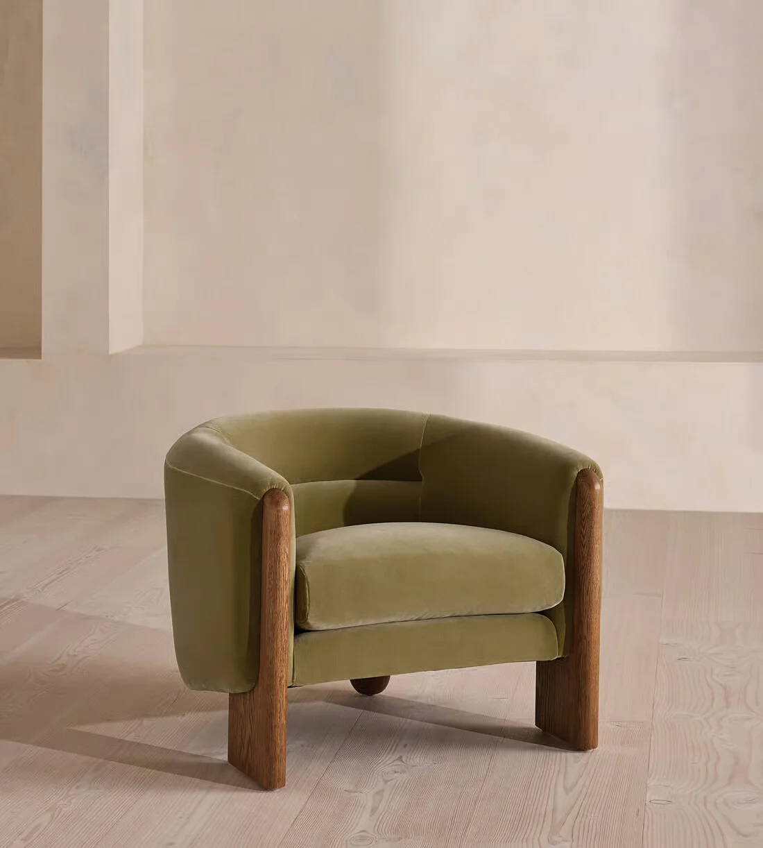 Armchair with Hugging Silhouette | Modern Upholstered Accent Chair for Living Room