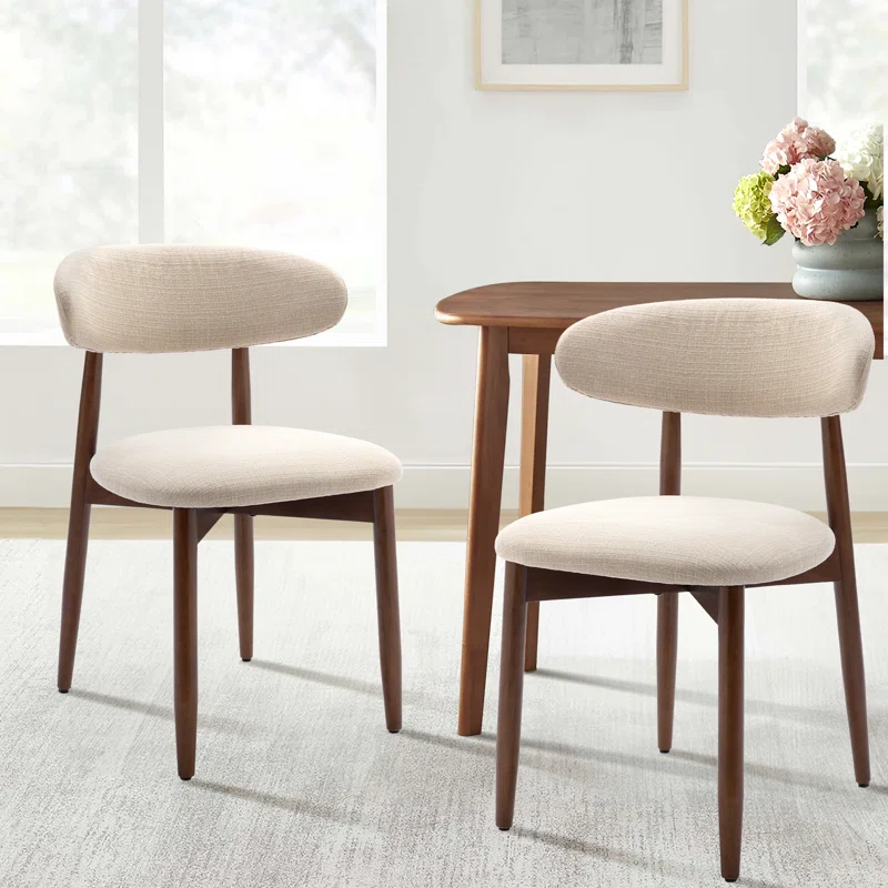 Dining room chairs teak wood side chair set of two with curved back