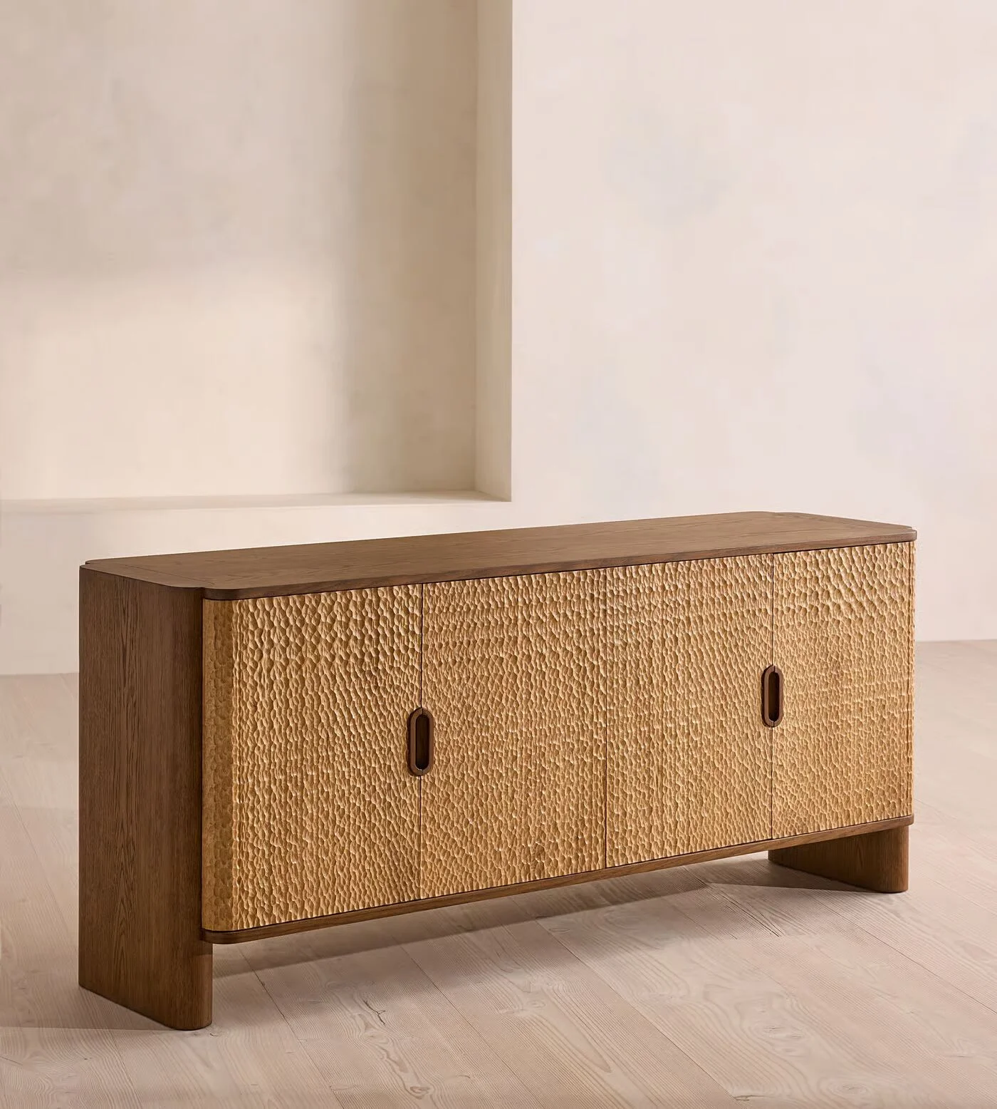 Wooden Sideboard in solid teak wood natural brown finish